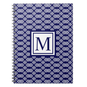 Moderne geometrische Monogramm Navy & White Notizblock