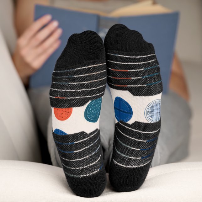 Moderne geometrische Münzmuster-Socken Socken (Unterseite)