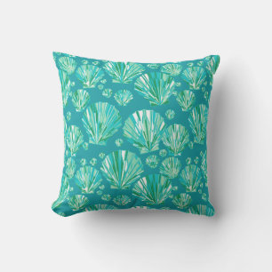 Moderne geometrische Muscheln, Aqua und Türkis Kissen