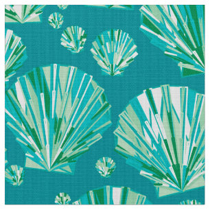 Moderne geometrische Muscheln, Aqua und Türkis Stoff