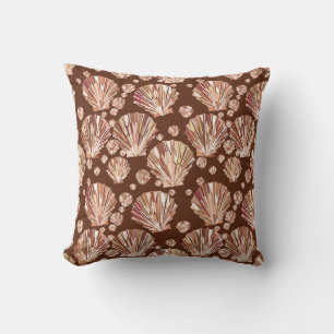 Moderne geometrische Muscheln, Tan und Dunkelbraun Kissen