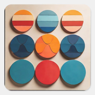 Moderne geometrische Muster aus dem mittleren 20. Quadratischer Aufkleber