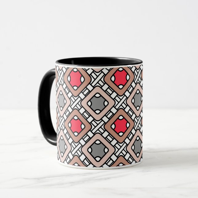 moderne geometrische Muster Deko grau, beige Tasse (Vorderseite Links)