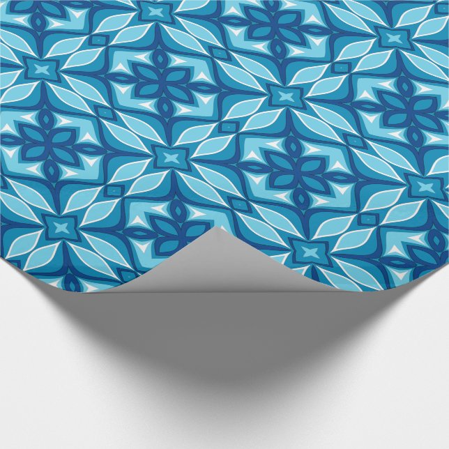 Moderne geometrische Muster-Farbtöne von Denim Blu Geschenkpapier (Ecke)