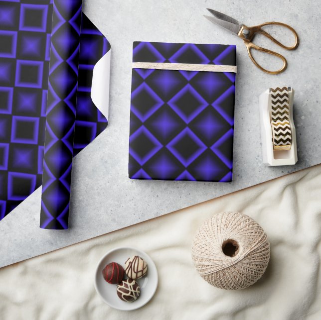 Moderne geometrische Muster Geburtstagsfeier Blau  Geschenkpapier (Kunsthandwerk)