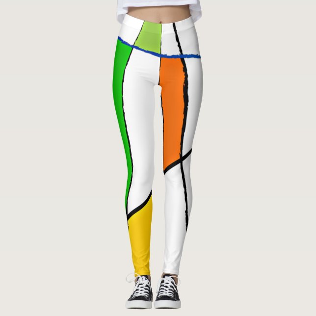 Moderne geometrische Muster - helle Farben Leggings (Vorderseite)