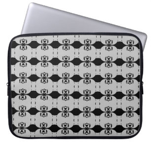 Moderne geometrische Muster in Schwarz und Hellgra Laptopschutzhülle