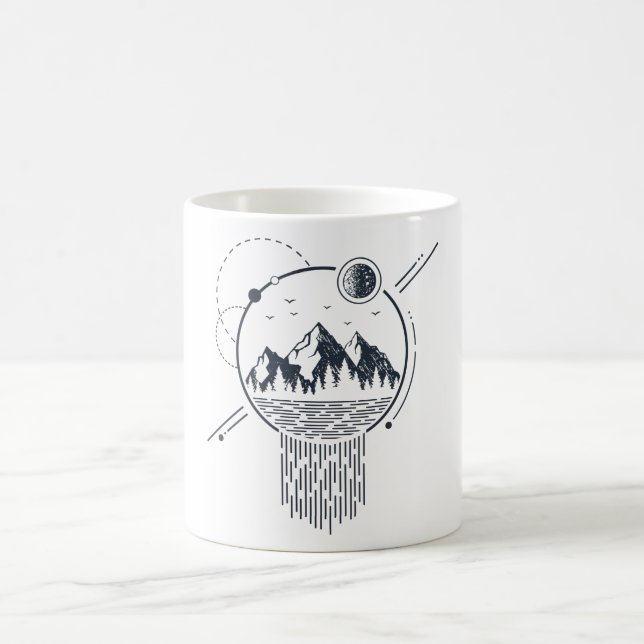 Moderne geometrische Naturgebirge Wasserfall Boho Kaffeetasse (Mittel)
