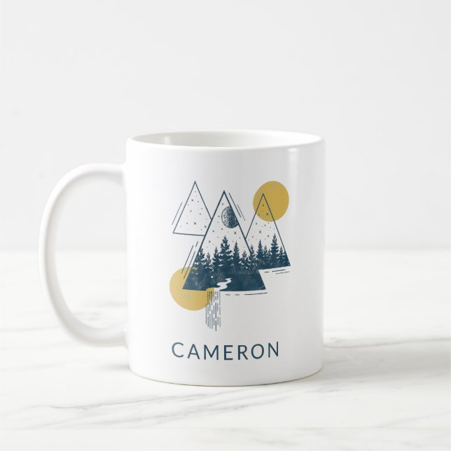 Moderne geometrische Naturlandschaft Personalisier Kaffeetasse (Links)