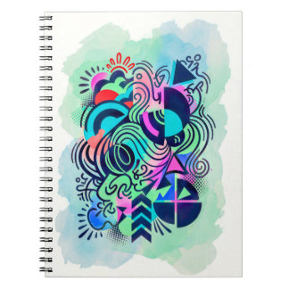 Moderne geometrische Neon-Wasserfarben-Abstrakte K Notizblock