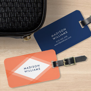 Moderne geometrische Orange- und Blaugeometrie Gepäckanhänger