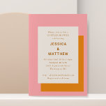 Moderne geometrische Paare Dusche Rosa und Orange Einladung<br><div class="desc">Moderne geometrische,  fett rosa und orange Stilpaare Dusche Einladung</div>