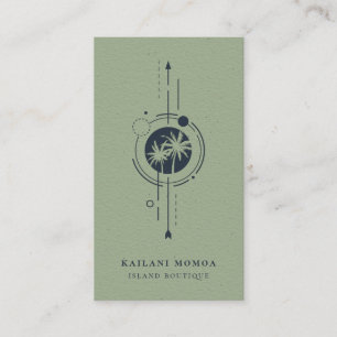 Moderne geometrische Palmenstrand-Logo Visitenkarte