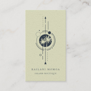 Moderne geometrische Palmenstrand-Logo Visitenkarte