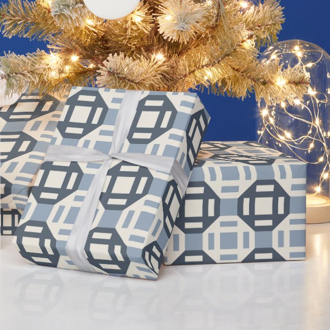 Moderne geometrische Patchwork-inspirierte Musteru Geschenkpapier (Feiertage)