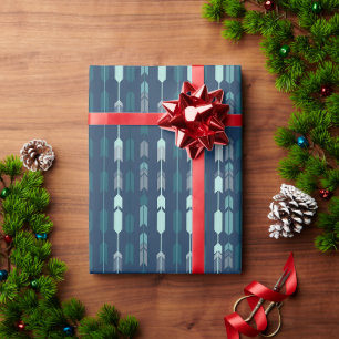 Moderne geometrische Pfeilmuster - Navy, Teal, Gra Geschenkpapier