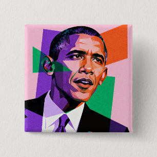 Moderne geometrische Porträt von Barack Obama Button