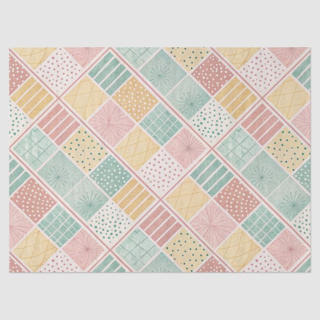 Moderne geometrische Punkte-Gingham-Muster Seidenpapier (Vorderseite)