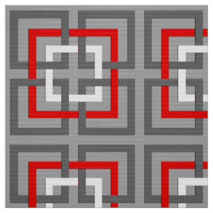 Moderne geometrische Quadrate, Grau, Rot und Weiß Stoff