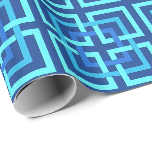 Moderne geometrische Quadrate, Kobalt und Sky Blue Geschenkpapier