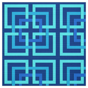 Moderne geometrische Quadrate, Kobalt und Sky Blue Stoff