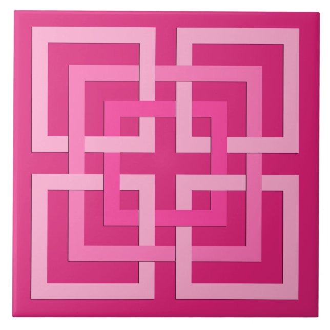 Moderne geometrische Quadrate, pinkfarben und Fliese (Vorderseite)