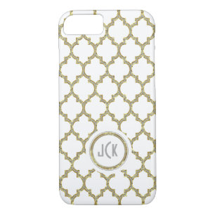 Moderne geometrische Quatrefolie aus Weiß & Glitze Case-Mate iPhone Hülle