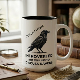 Moderne geometrische Raben-Geschenk Introvertierte Zweifarbige Tasse