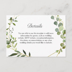 Moderne geometrische Rahmen für Eukalyptus - Hochz Begleitkarte
