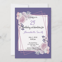 Moderne geometrische Rahmen lila florale Geburtsta Einladung