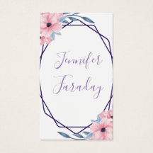 Moderne geometrische Rahmen rosa florale Visitenka