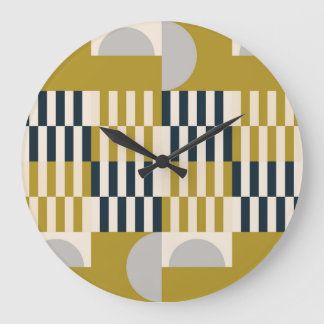 Moderne geometrische, retro-skandinavische Muster Große Wanduhr