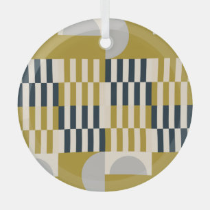Moderne geometrische, retro-skandinavische Muster Ornament Aus Glas
