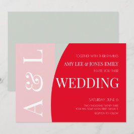 Moderne geometrische rosa Hochzeit Einladung