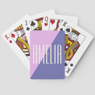Moderne geometrische rosa lila personalisierte Nam Spielkarten