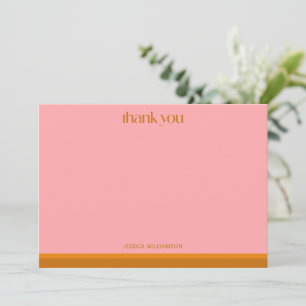 Moderne geometrische rosa orange Brautparty indivi Dankeskarte