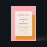 Moderne geometrische rosa Orange-Engagement-Partei Einladung<br><div class="desc">Moderne geometrische,  fett rosa und orange Stilftige Engagement Party Einladung</div>