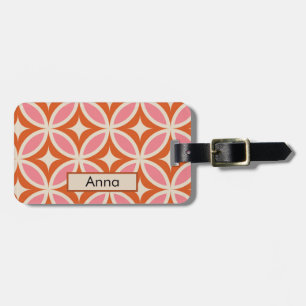 Moderne geometrische rosa orange Monogramm Mitte d Gepäckanhänger
