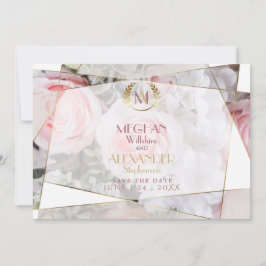Moderne geometrische rosa Rosenhochzeit speichern Save The Date
