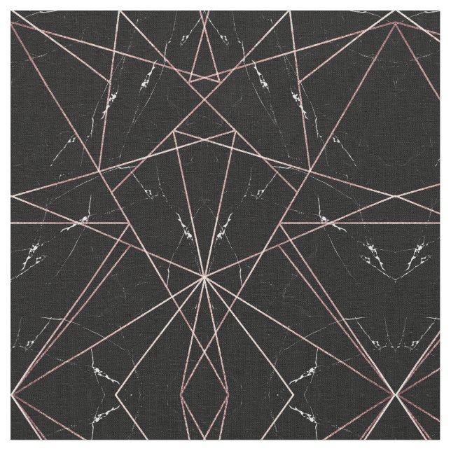 Moderne geometrische Rose - Goldmarmor-Dreiecke Stoff (Nahaufnahme)