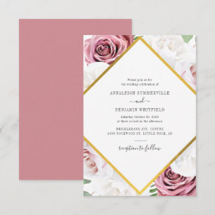 Moderne geometrische Rosen-Gold-Botanik-Hochzeit Einladung