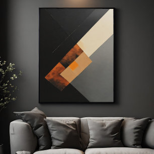 Moderne geometrische Rust- und schwarze Textur Poster