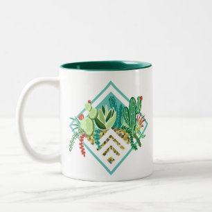 Moderne geometrische Säkulente und Kaktus Planter Zweifarbige Tasse