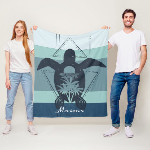 Moderne geometrische Schildkröte Personalisiert Fleecedecke