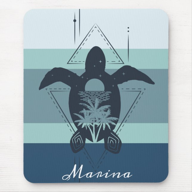 Moderne geometrische Schildkröte Personalisiert Mousepad (Vorne)