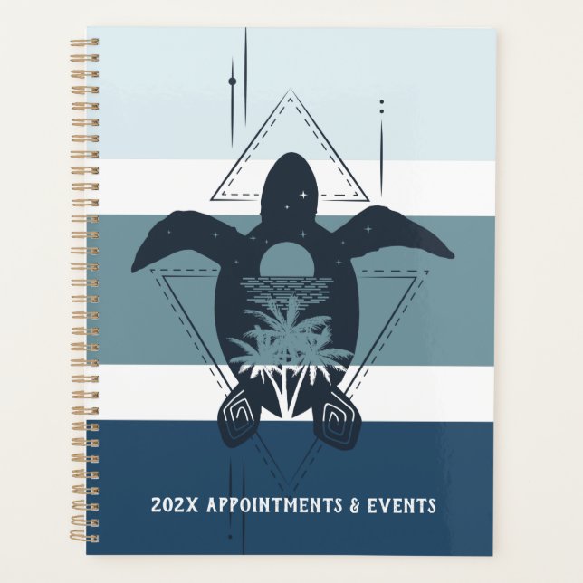 Moderne geometrische Schildkröte Personalisiert Planer (Vorderseite)