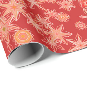 Moderne geometrische Schneeflocken, Mandarin Orang Geschenkpapier