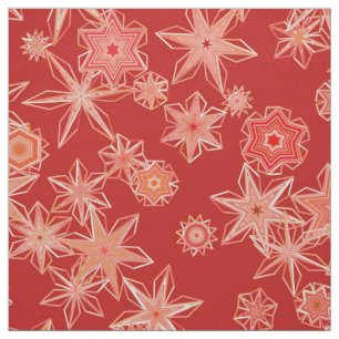 Moderne geometrische Schneeflocken, Mandarin Orang Stoff