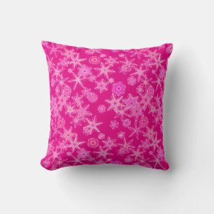 Moderne geometrische Schneeflocken, tiefes Fuchsie Kissen