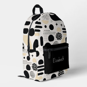 Moderne geometrische schwarz-weiße abstrakte Perso Bedruckter Rucksack